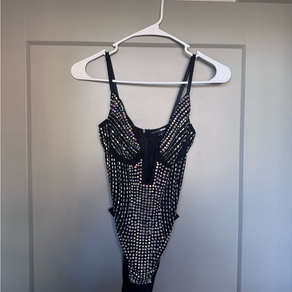 Fashion Nova Black Rhinestone Jumpsuit